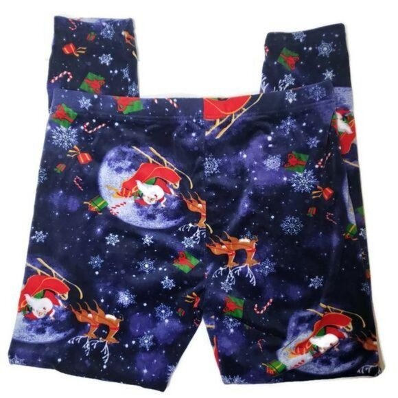 Christmas Santa & Reindeer Patterned Leggings Womens pajama pants size XL - Picture 3 of 3